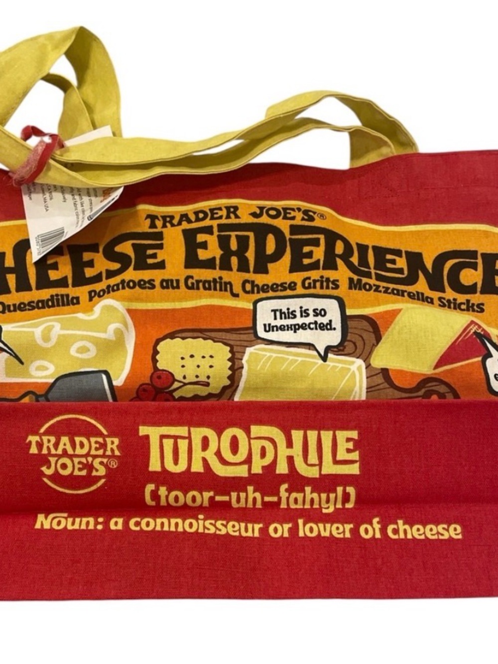 Trader Joe's Cheese Bag Tote - Yellow & Orange Print - Picture 3 of 4
